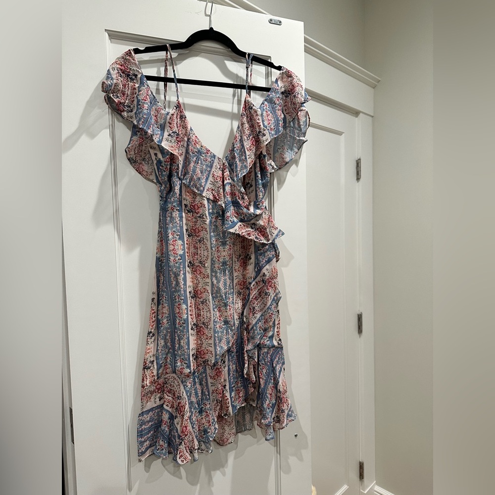 Intermix silk colorful minidress off the shoulder
